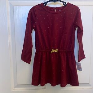 Charming Burgundy Dress with Gold Bow